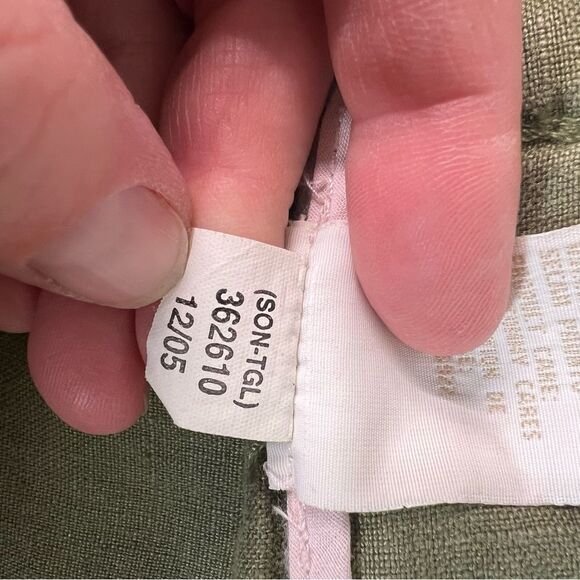 2005 y2k Tommy Hilfiger linen blend wide leg cargo crop pants size 12 roll up - Picture 12 of 16